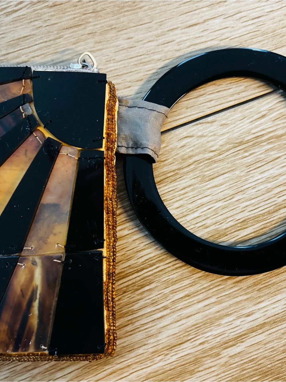 Horn Mosaic Clutch - Black & Amber
